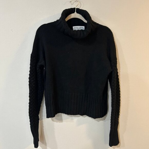 Derek Lam Ioc Athleta Black Chunky Knit Turtleneck Oversized Sweater Size Large - Picture 2 of 5